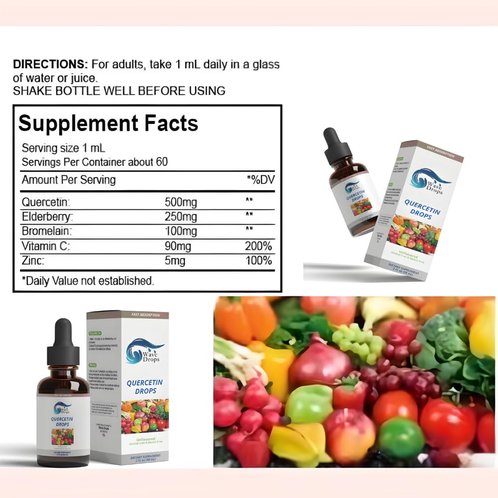 Wave Drops Quercetin liquid drops dropper measuring for convenient daily use