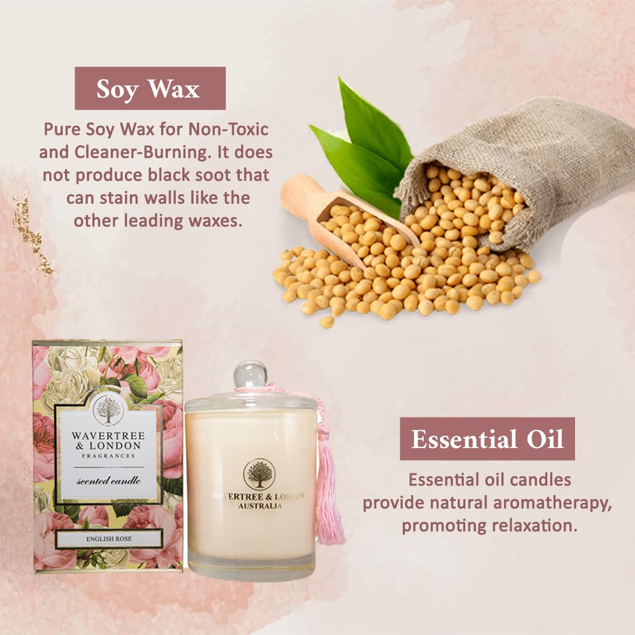 Wavertree & London 100 percent cotton wick ensures clean burning