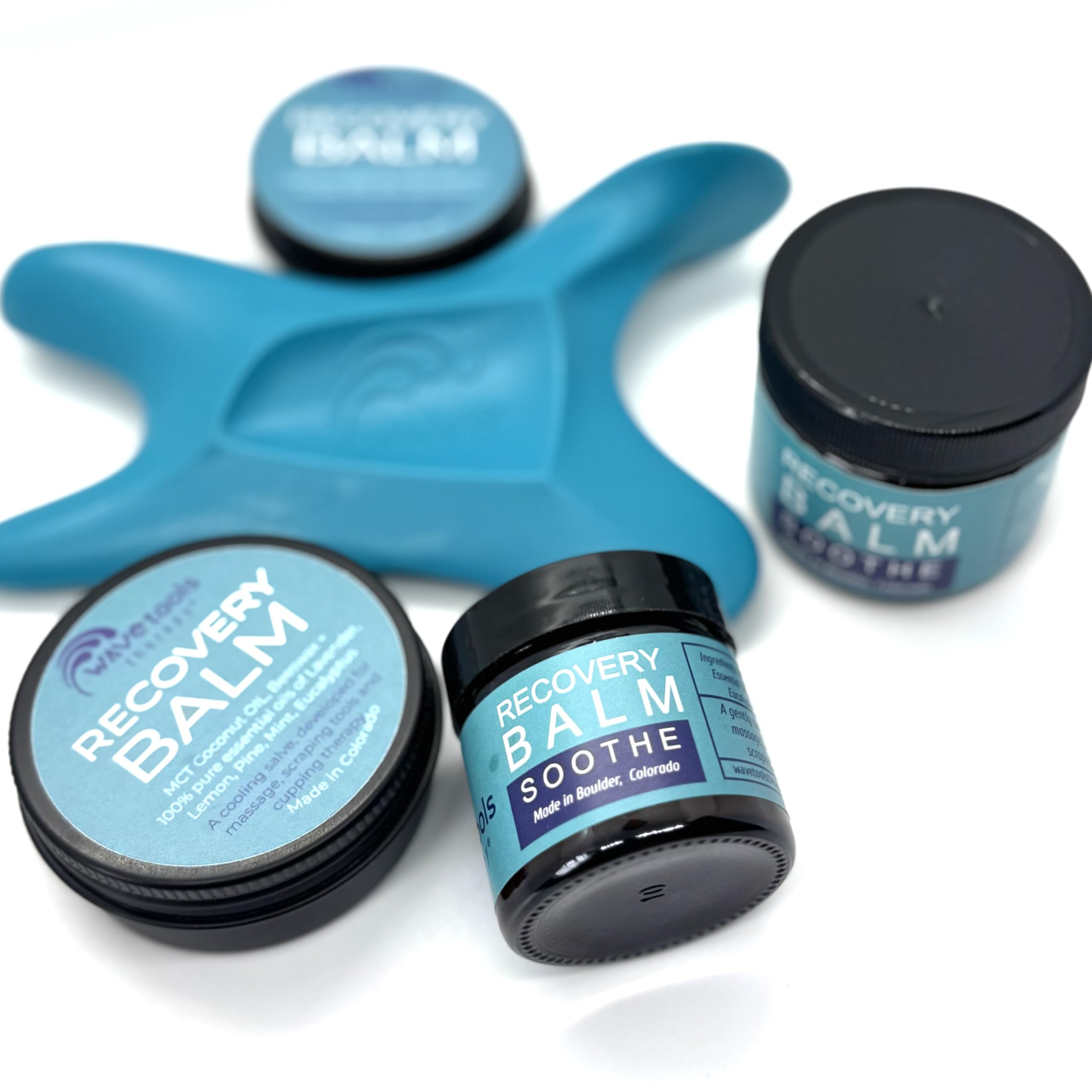 Wavetools Therapy recovery balm ingredients: coconut oil, beeswax, essential oils.