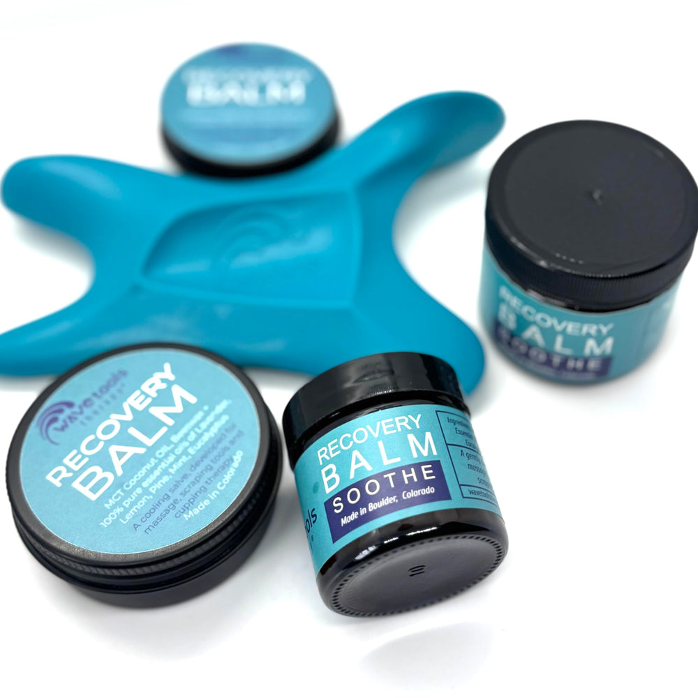 Wavetools Therapy recovery balm ingredients: coconut oil, beeswax, essential oils.