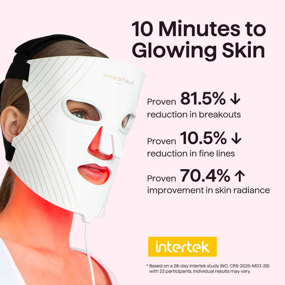 Wavytalk Glow Time Mask worn on the face during a calm session