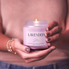 Waxcanpy lavender candle burn time up to 35 hours for extended ambiance.
