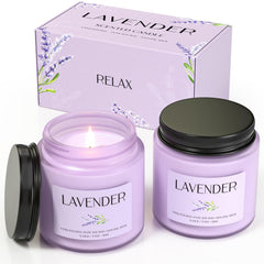 Waxcanpy lavender candle set with two jars creates a calming aroma for relaxation.