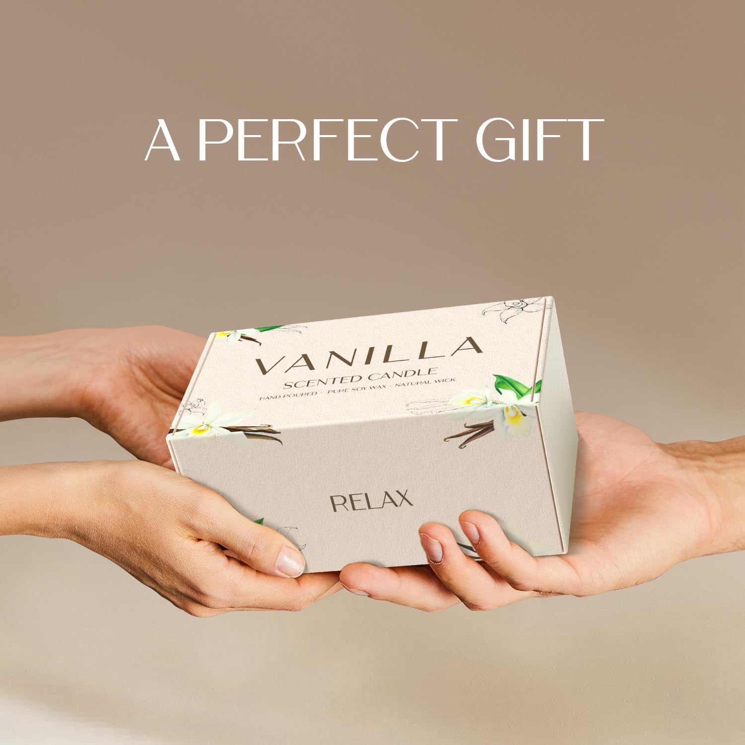 Waxcanpy Vanilla Candle gift set packaging makes a ready gift.