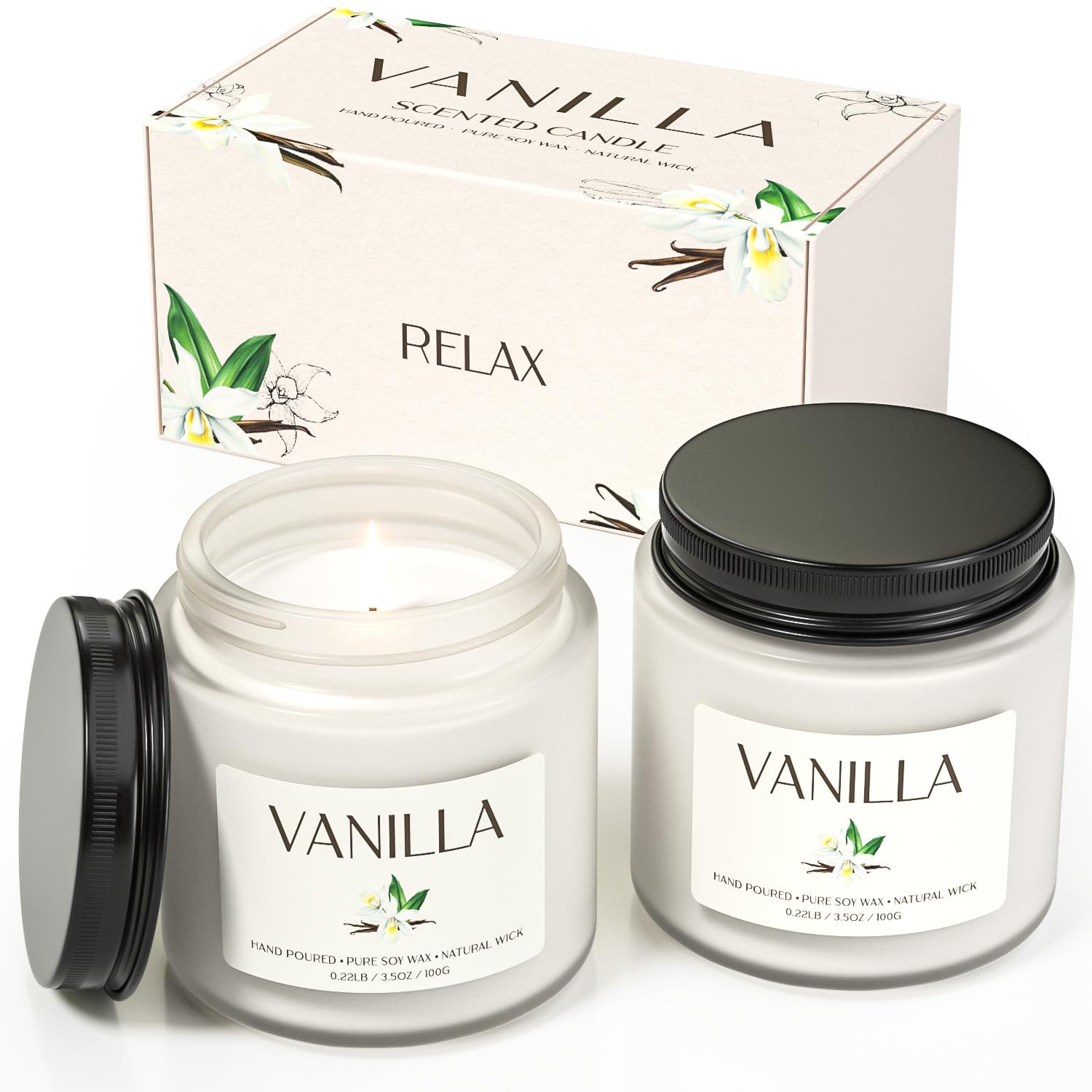 Waxcanpy Vanilla Candle jars pair creates a cozy home fragrance.