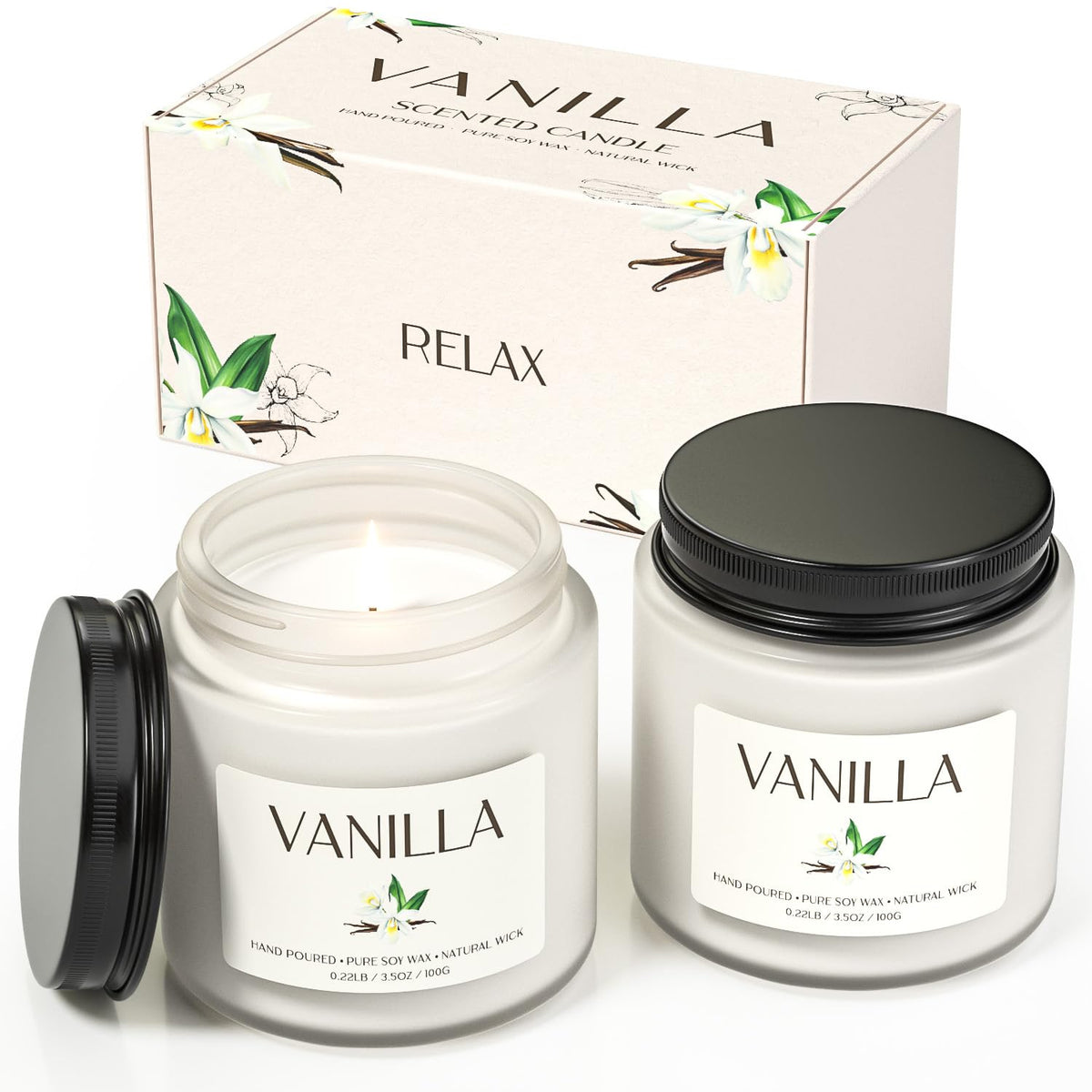Waxcanpy Vanilla Candle jars pair creates a cozy home fragrance.