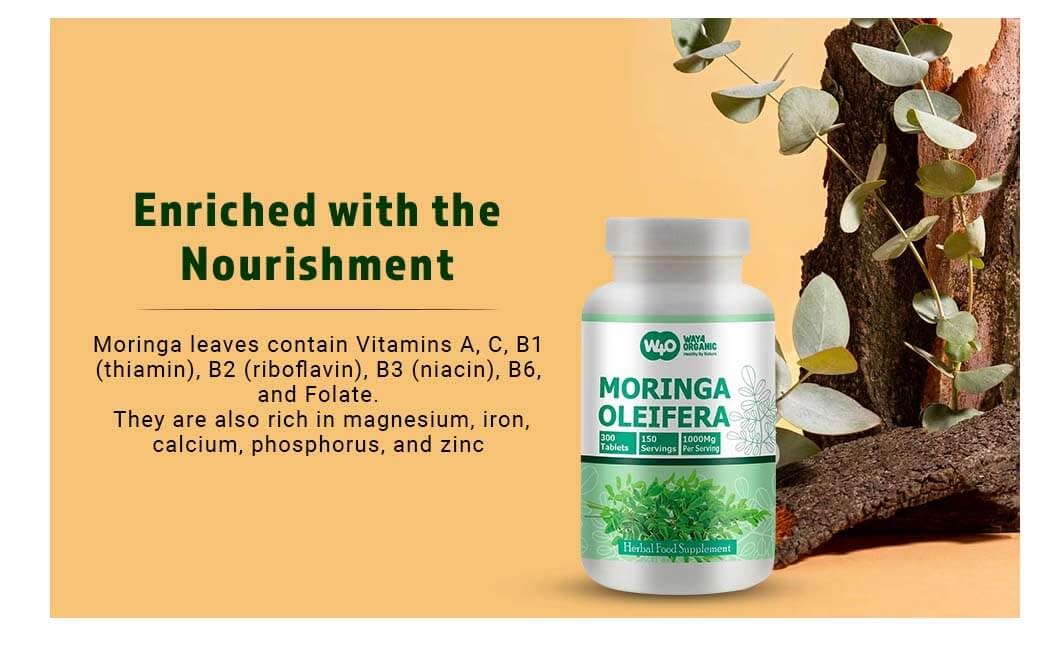 WAY 4 ORGANIC W4O moringa-leaf tablets ready-to-add-to-smoothie shot.