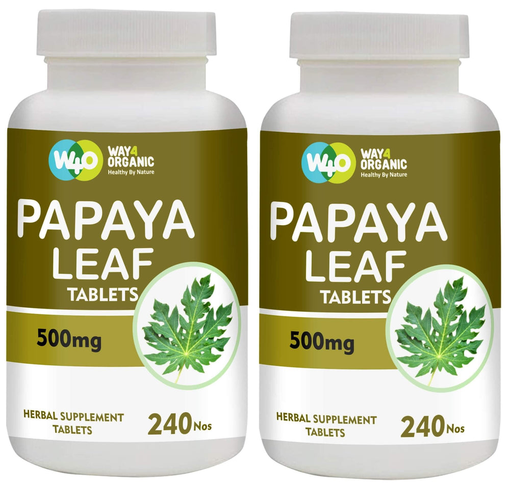 WAY 4 ORGANIC W4O papaya leaf extract capsules bottle shows digestion support.