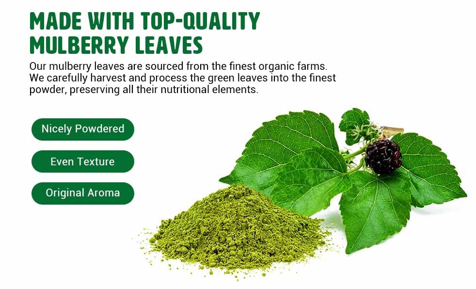 Way4Organic Mulberry Leaf Powder tea steep, aromatic and versatile.