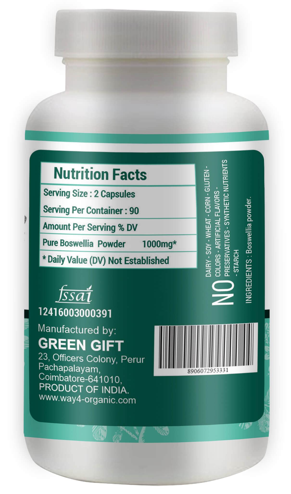 Packaging highlights 180 capsules and a 90-day supply from WAY 4 ORGANIC W4O.