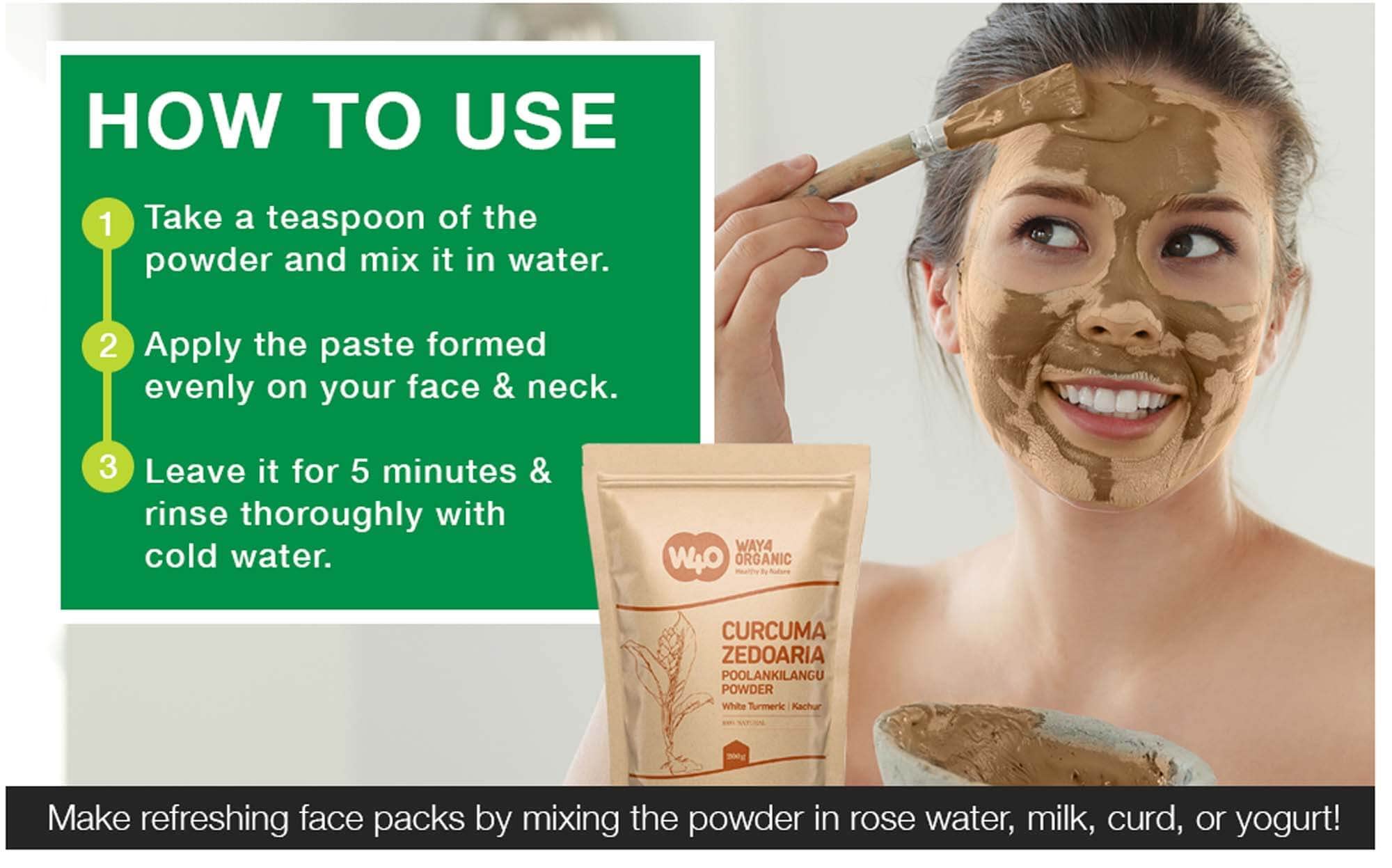 Milk or yogurt paste for dry skin care using W4O powder.