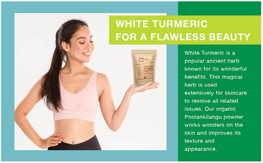 Applying a face paste created from white turmeric powder.