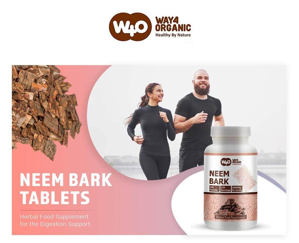 WAY 4 ORGANIC W4O Neem Bark Capsules closeup of tablets for easy swallowing.