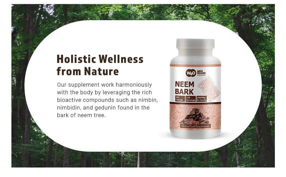 WAY 4 ORGANIC W4O Neem Bark Capsules packaging box emphasizes freshness.
