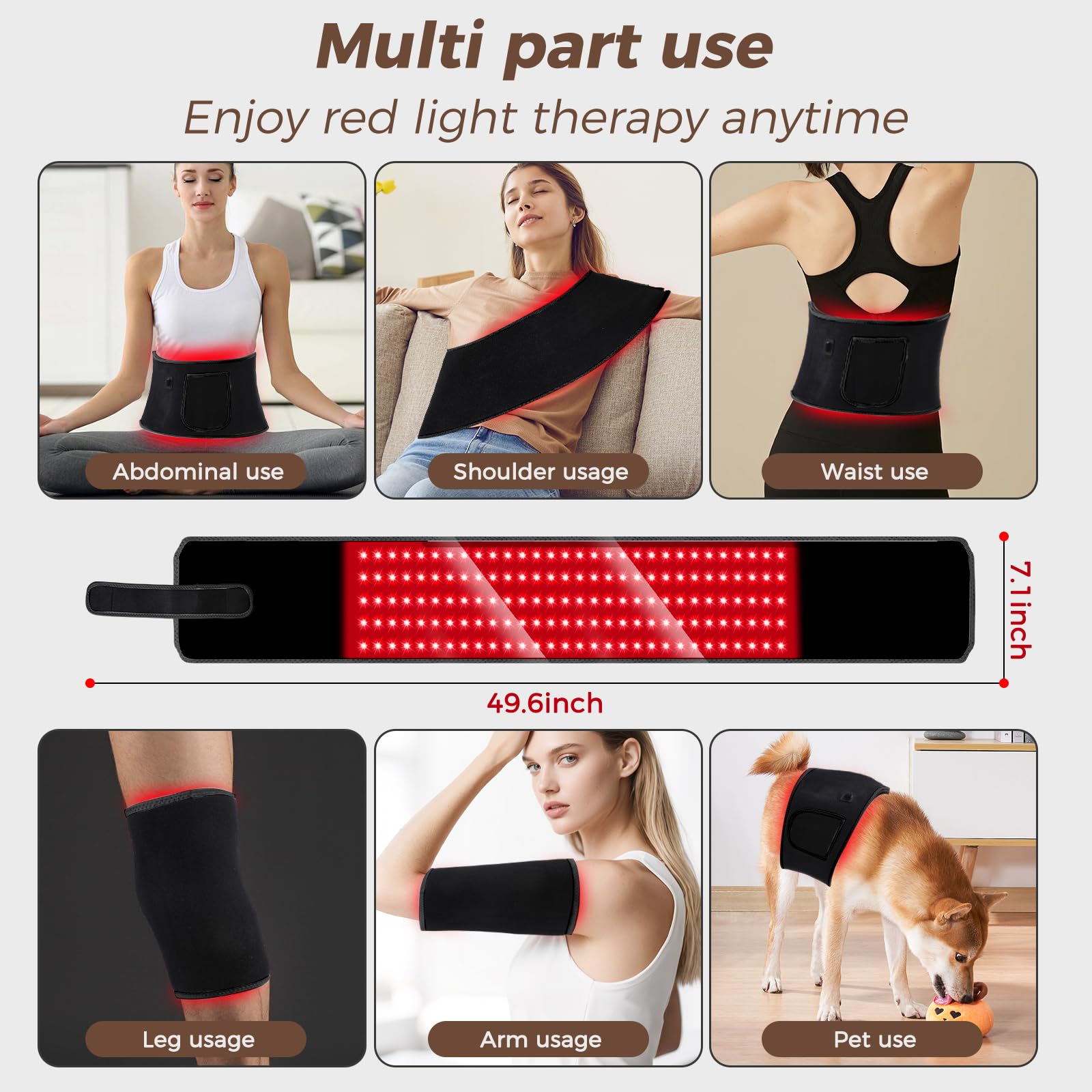 WDIBUN red-light-therapy-belt-soft-material-foldable ensures comfortable wear and easy storage.