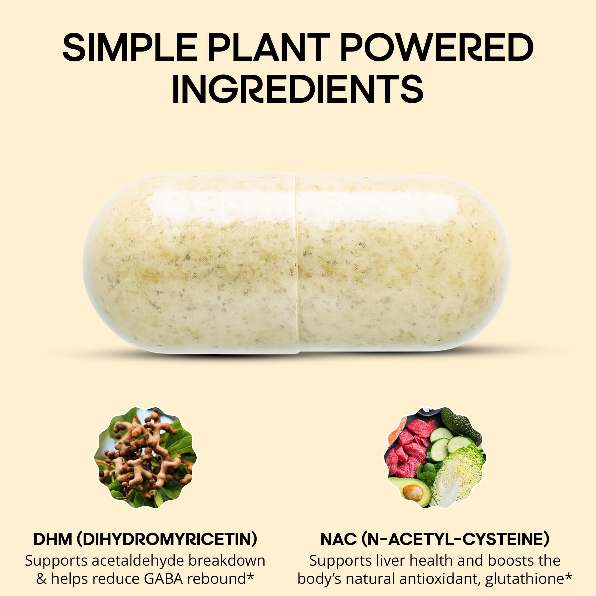 WELESSENTIALS DHM NAC label view shows gluten-free vegetarian supplement