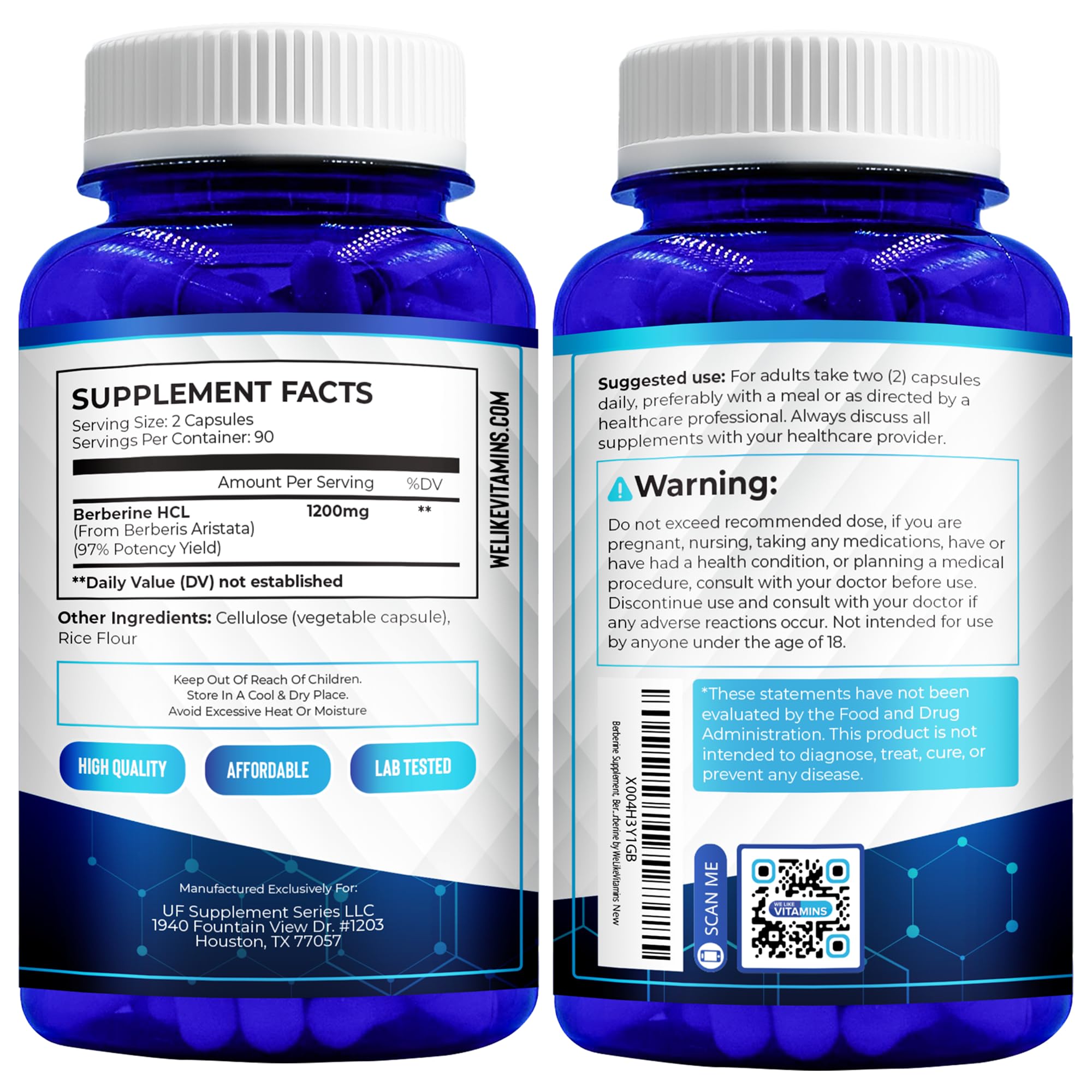 We Like Vitamins Berberine bottle nutrition facts close-up