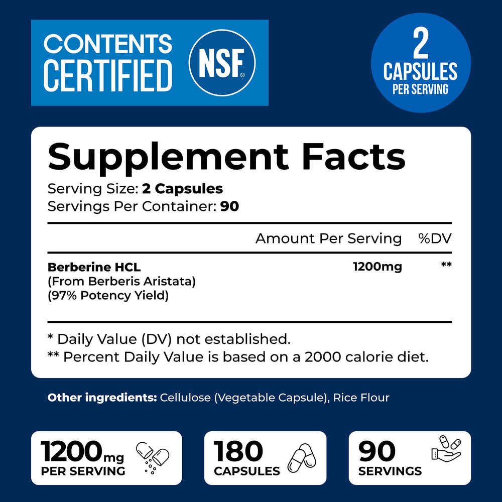 We Like Vitamins Berberine capsules visible inside the bottle