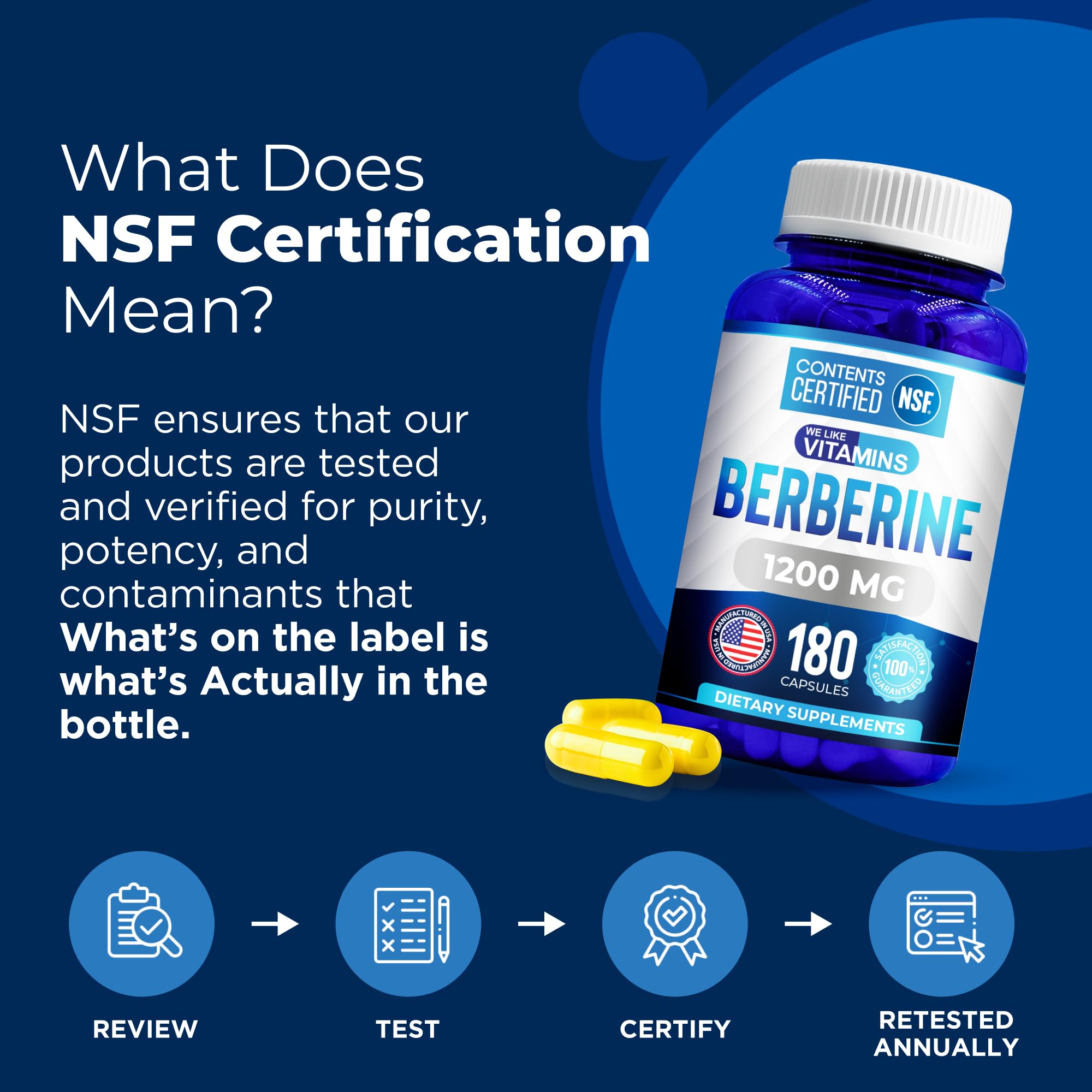 Close-up of We Like Vitamins Berberine label showing 1200mg per serving