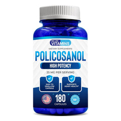 We Like Vitamins Policosanol 25mg bottle for daily wellness routine.