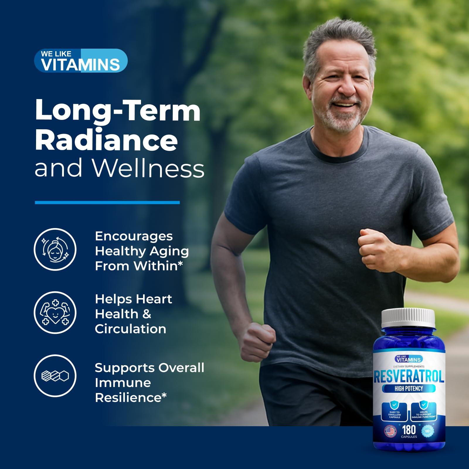 We Like Vitamins Resveratrol manufactured in the USA with globally sourced ingredients