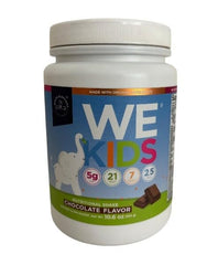 WE White Elephant We Kids chocolate powder bottle pour for easy daily nutrition.