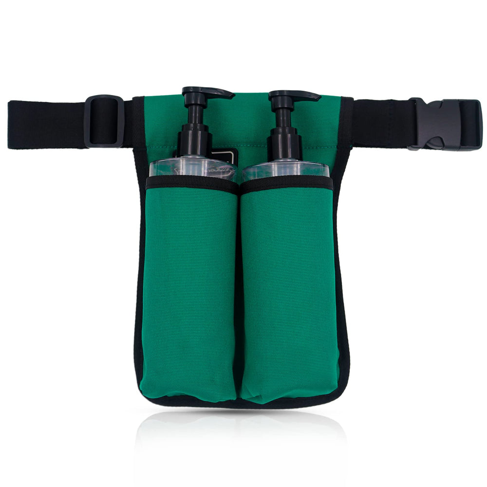 Wearwan massage oil holster bag with two pockets keeps bottles within reach during sessions