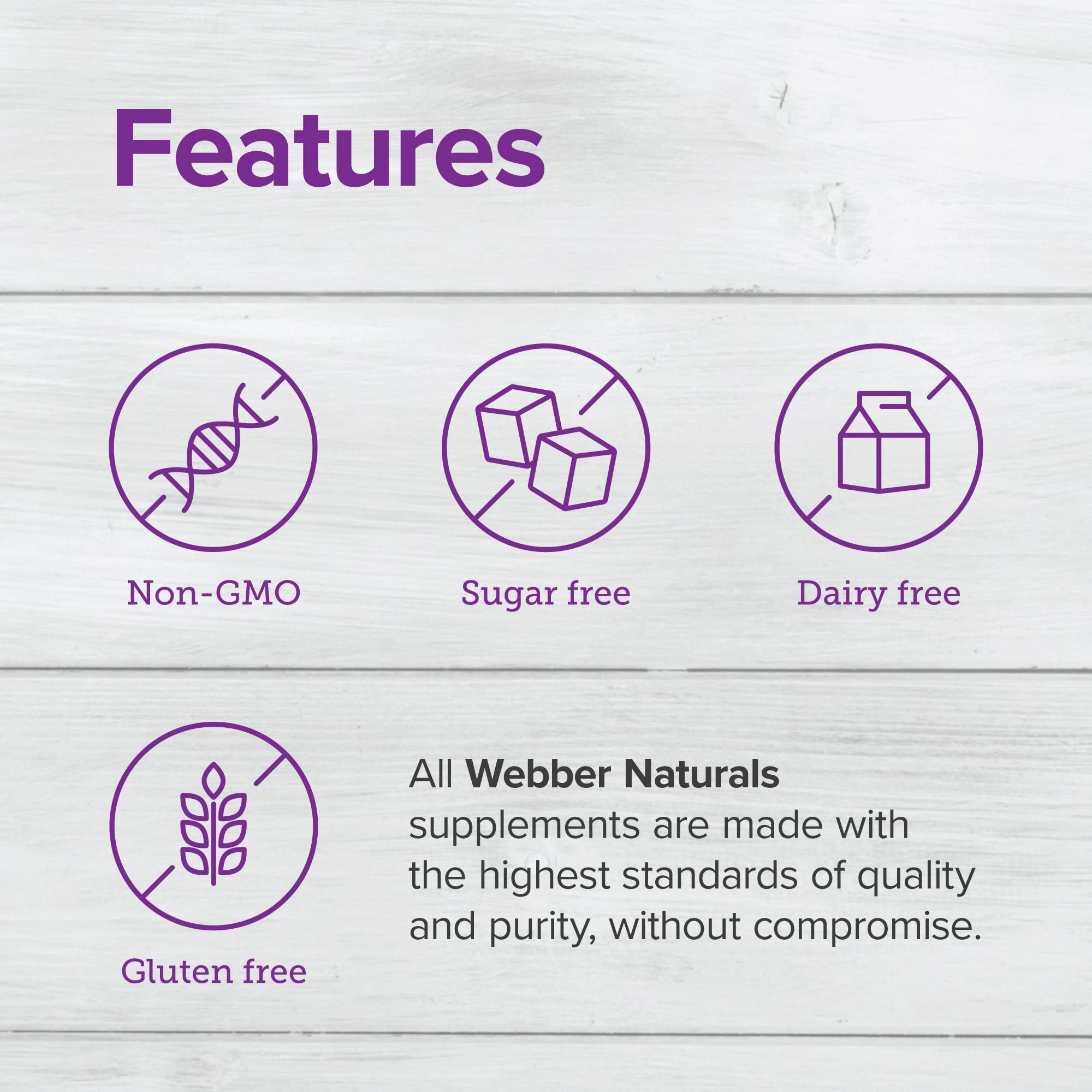 Webber Naturals packaging box displaying gluten-free and sugar-free claims.