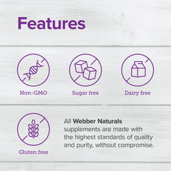 Webber Naturals packaging box displaying gluten-free and sugar-free claims.