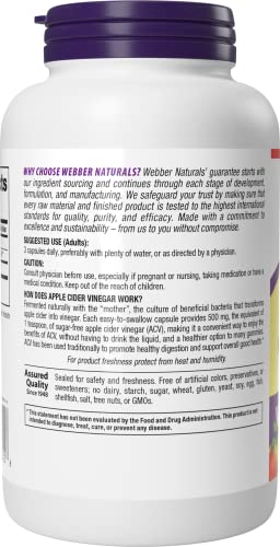 Webber Naturals ACV capsules with the Mother culture on bottle.