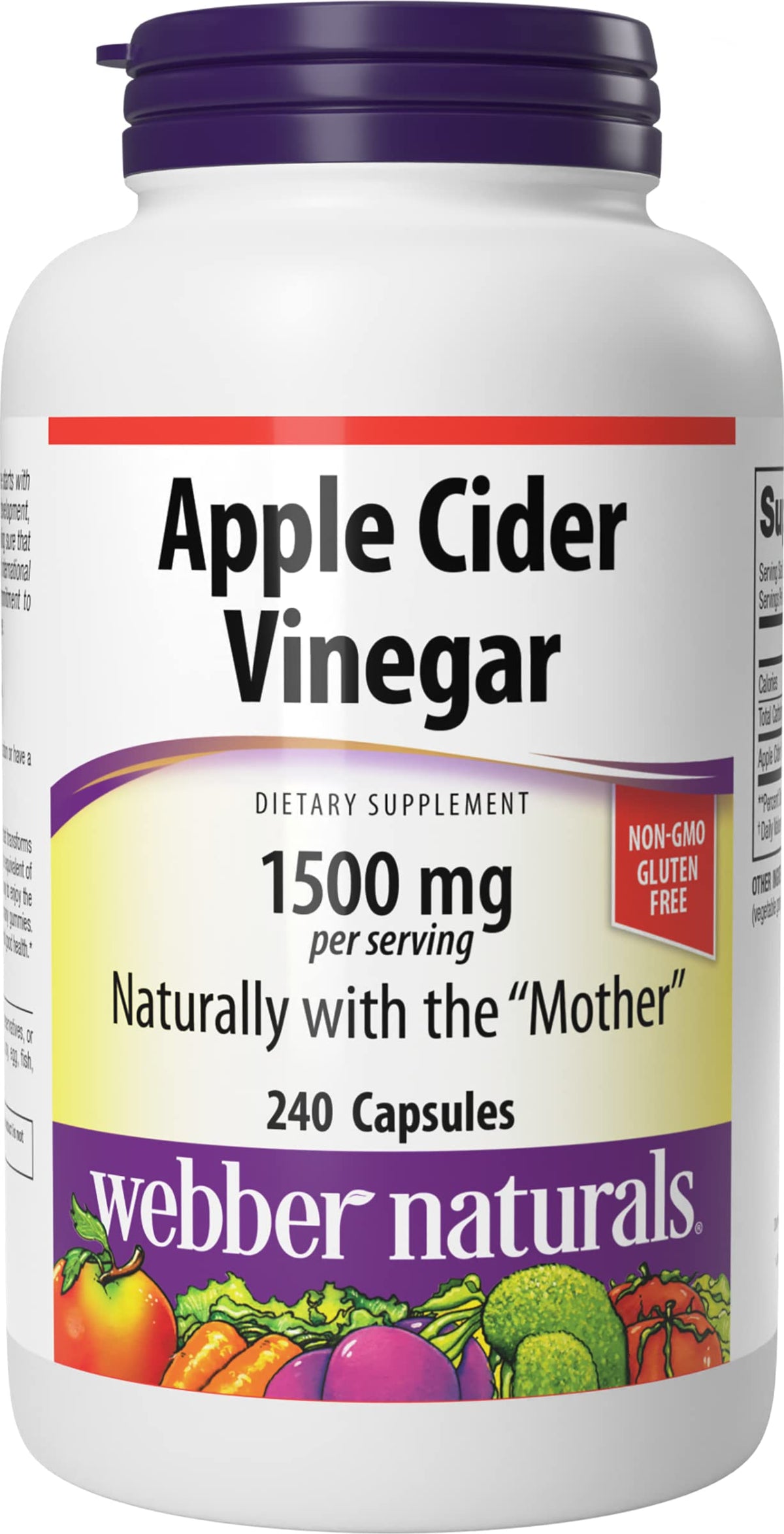 Webber Naturals Apple Cider Vinegar Capsules bottle for convenient digestion support.