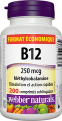 Webber Naturals B12 sublingual tablets dissolve under the tongue rapidly.