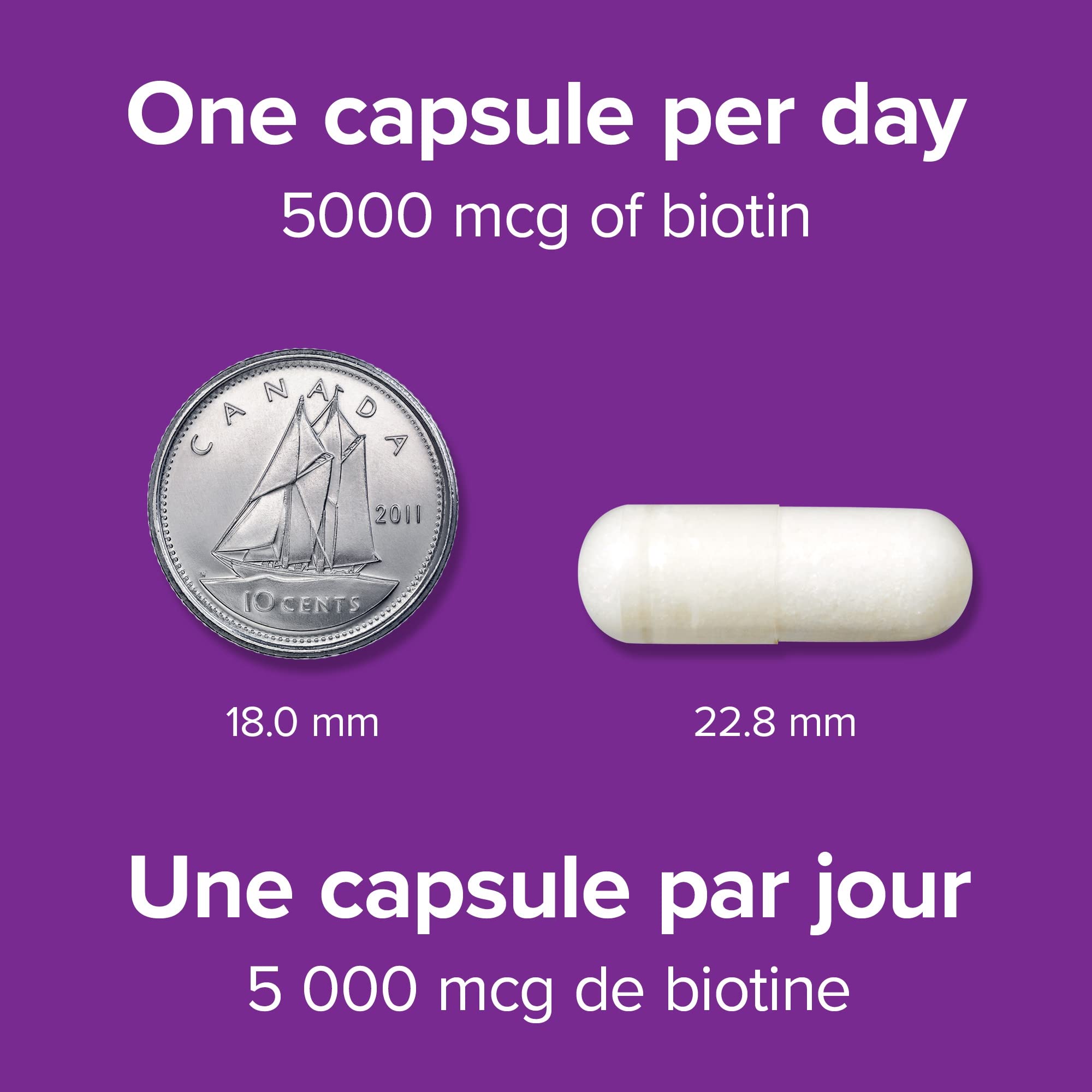 Webber Naturals Biotin 5000 mcg bottle close-up shows product details.