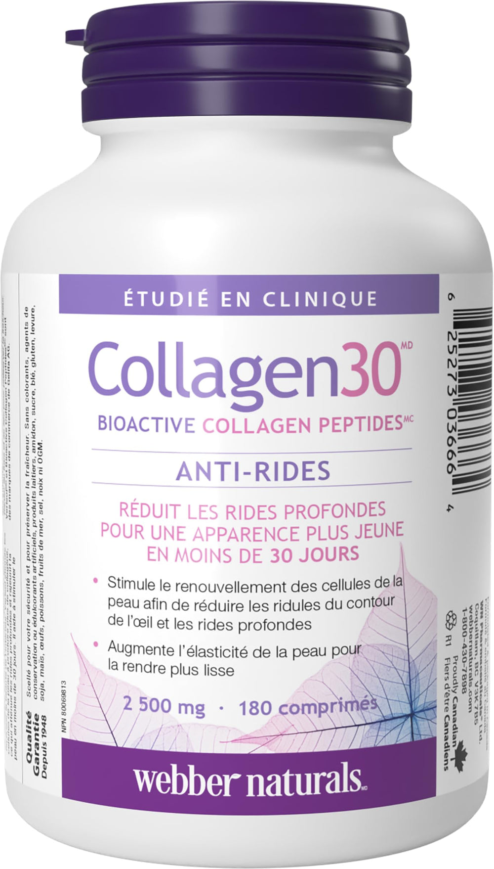 Webber Naturals Collagen30 tablets-closeup easy daily intake for skin health.