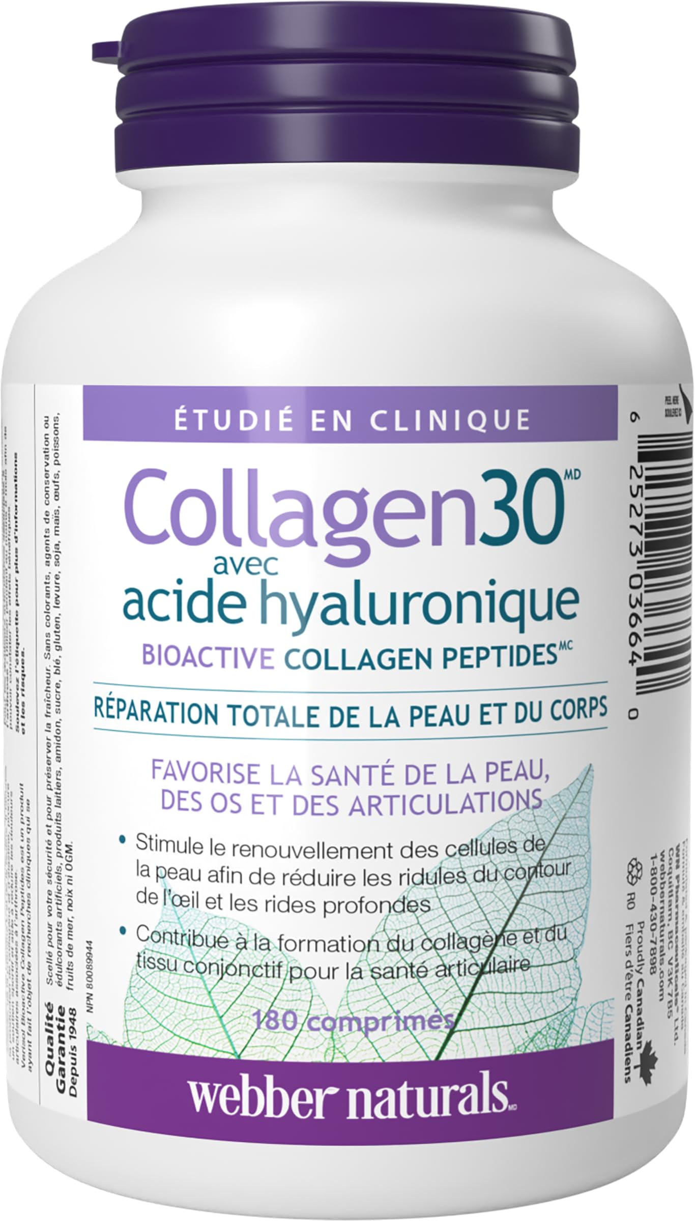 Webber Naturals Collagen30 tablets closeup illustrating daily supplement