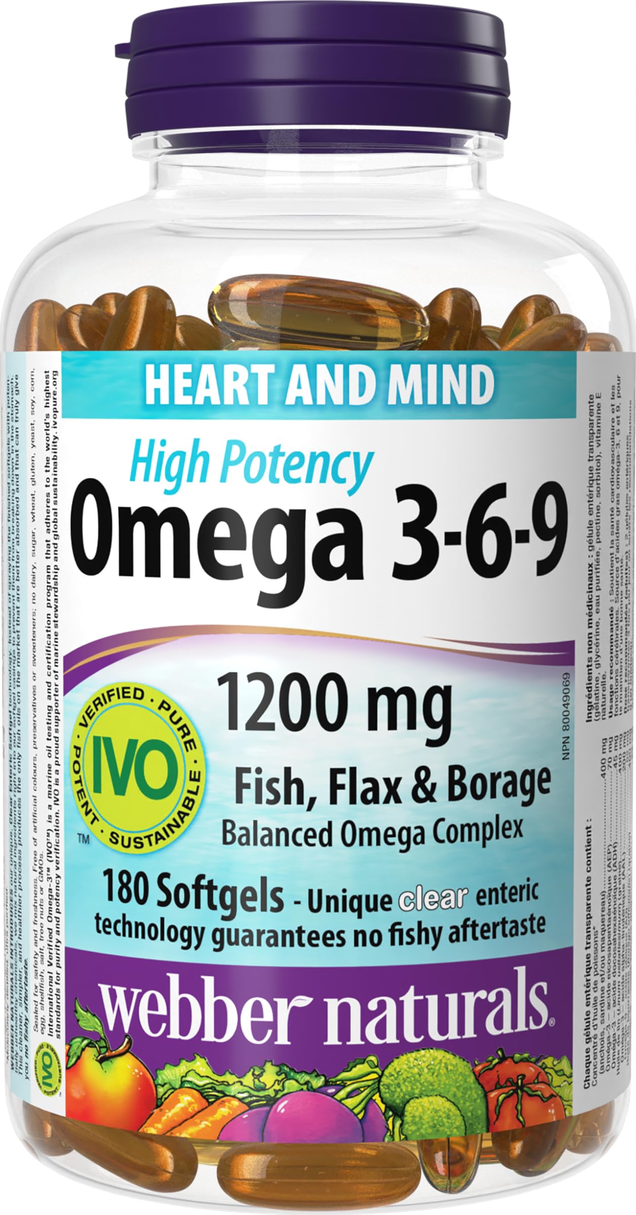 Webber Naturals High Potency Omega 3-6-9 bottle showcases comprehensive fatty acids for overall wellness