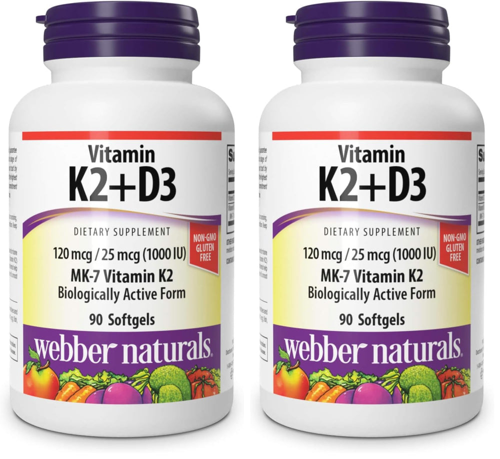 Webber Naturals K2+D3 bottle ready for daily bone support.