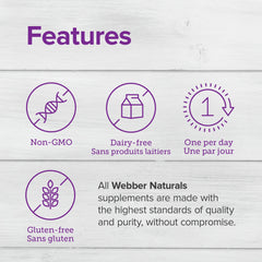 Close-up of Webber Naturals K2+D3 softgels in their bottle.
