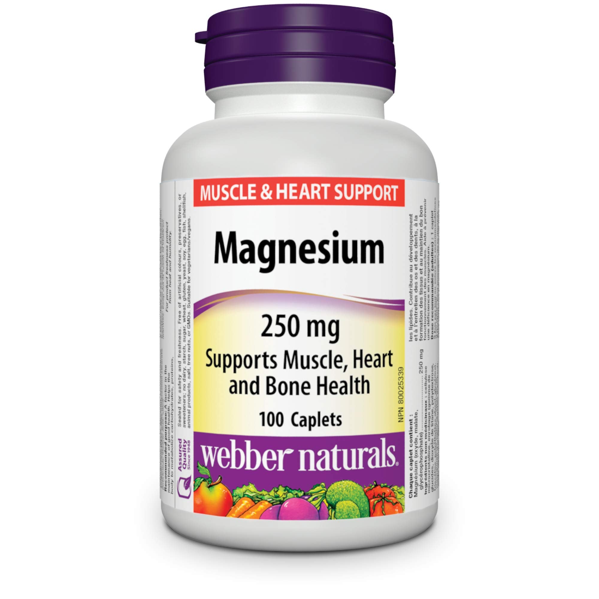 Webber Naturals magnesium 250 mg bottle front highlighting bone support