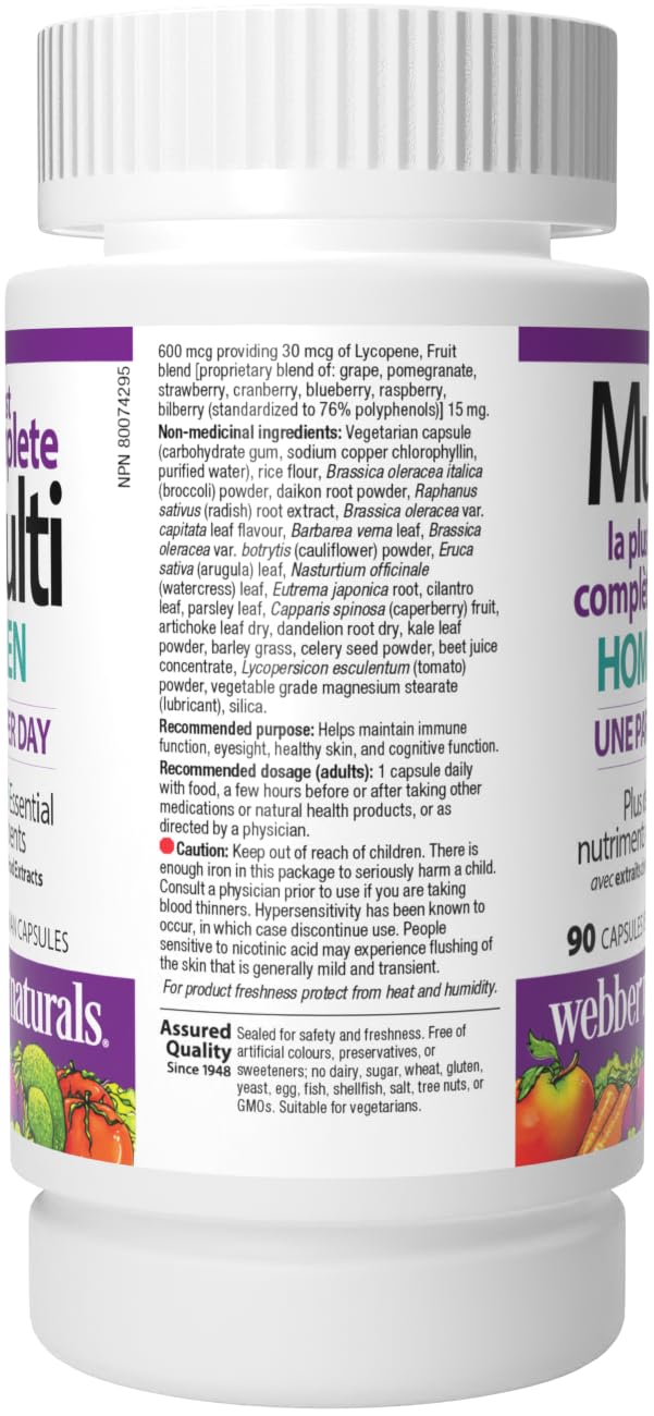Webber Naturals Men's Most Complete Multi vitamin K2 detail signals enhanced nutrient bioavailability
