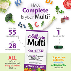 Webber Naturals Men's Most Complete Multi label detail emphasizes vitamin K2 and bioavailability