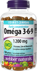 Closeup of Webber Naturals omega-3-6-9 label highlighting capsule clarity and nutrition