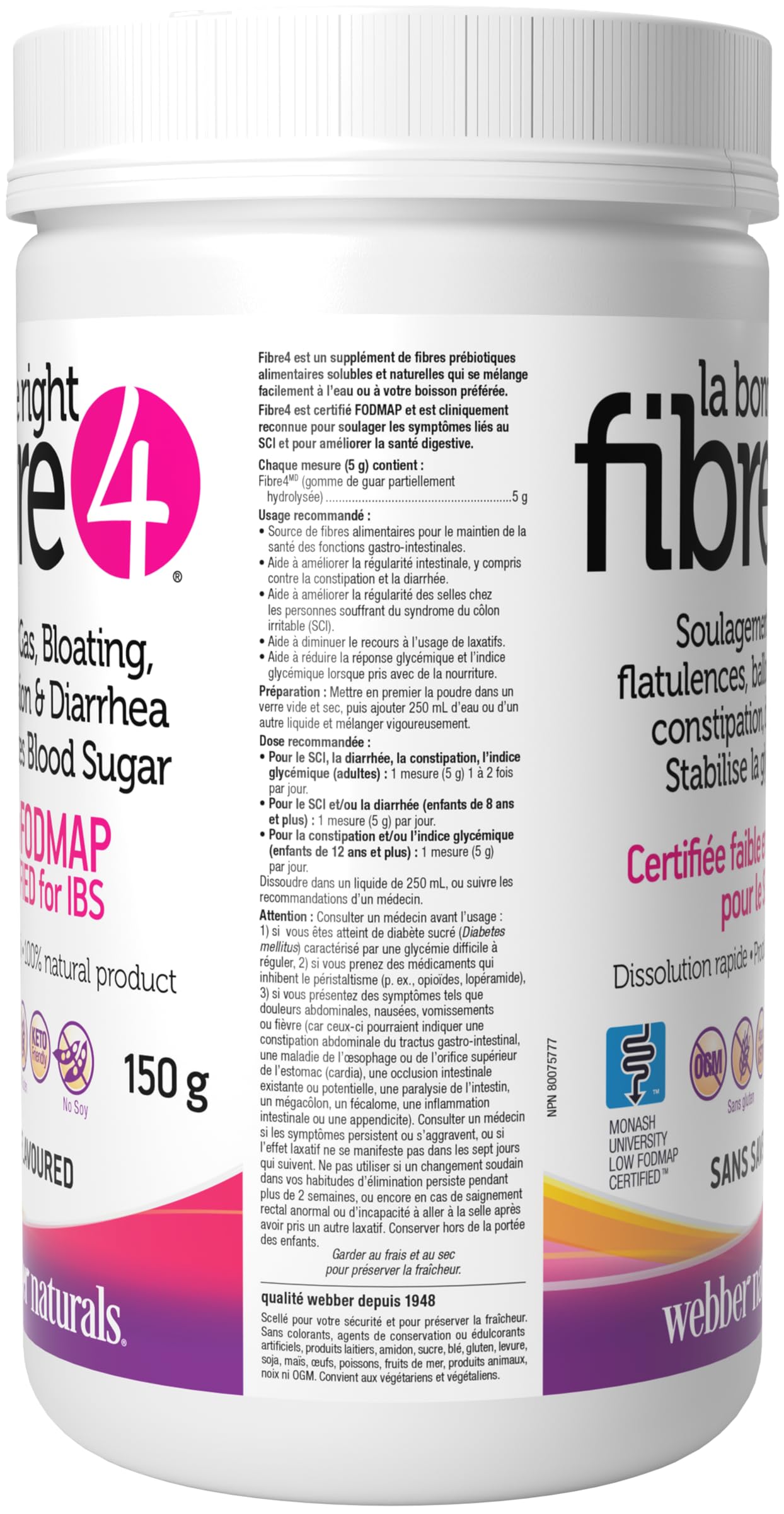Webber Naturals Right Fibre4 unflavoured suitable for children and adults