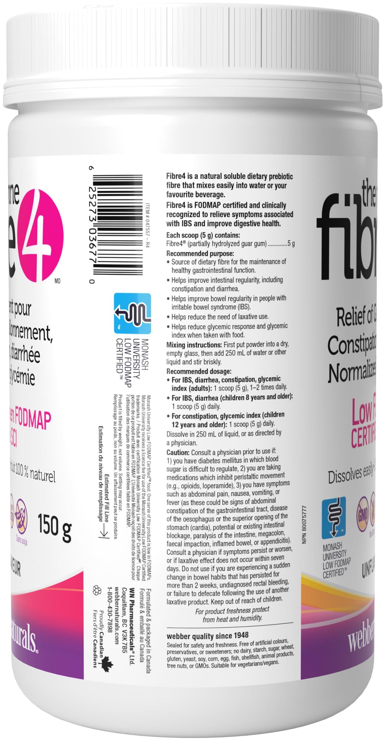 Webber Naturals Right Fibre4 unflavoured powder ready for kitchen use