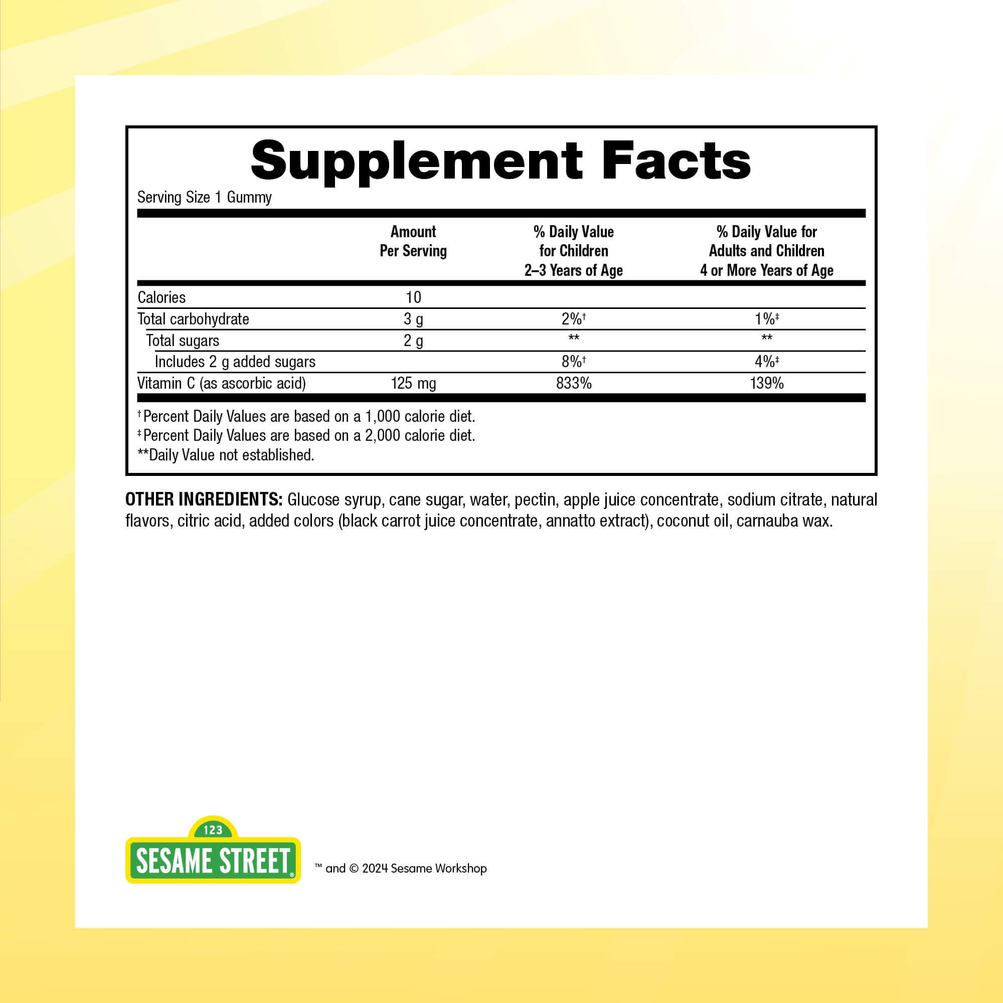 Naturally flavored gummies offer a tasty daily vitamin option.