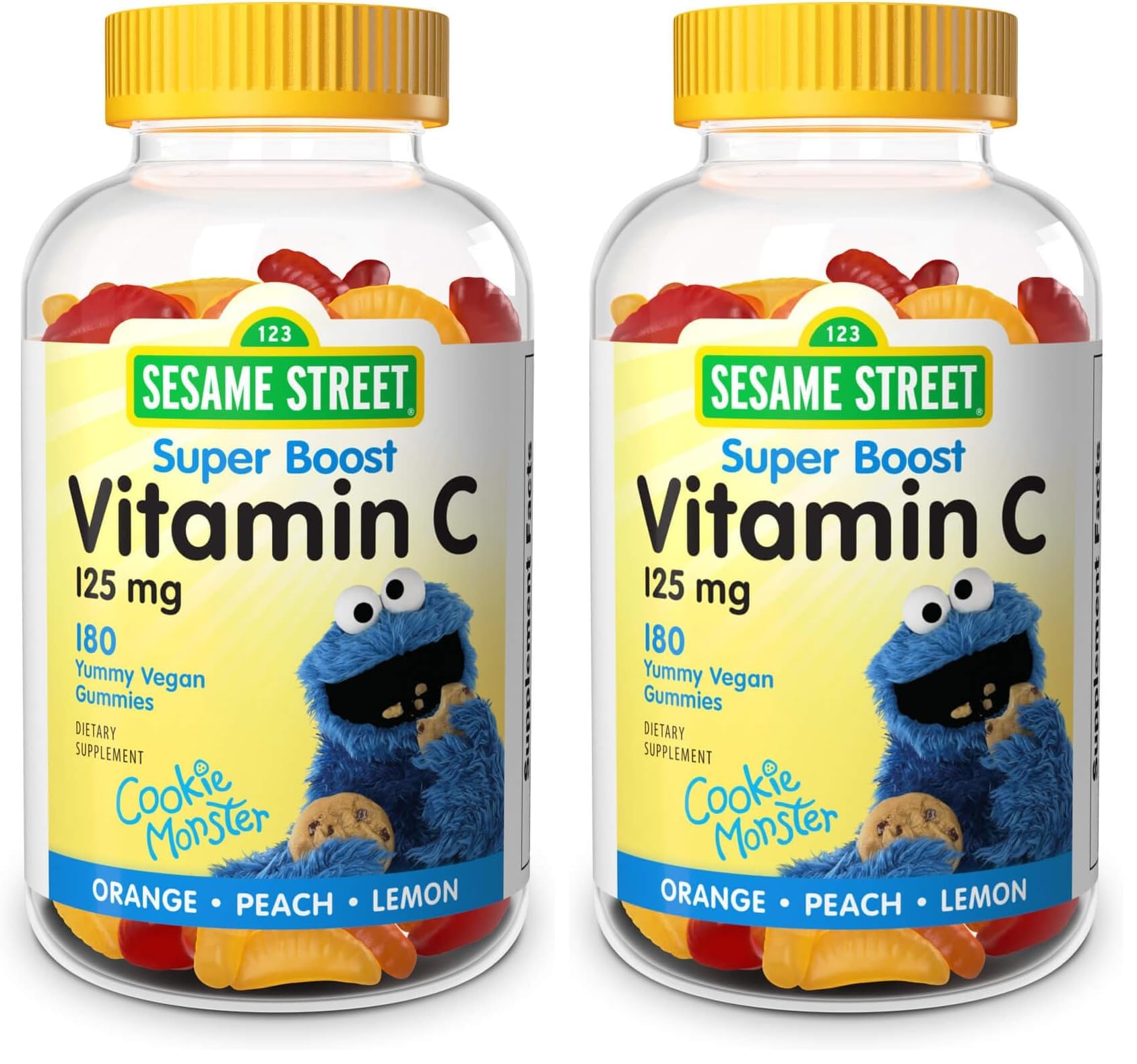 Webber Naturals Sesame Street Vitamin C Gummies for Kids 2+ with bright label for daily vitamin C.