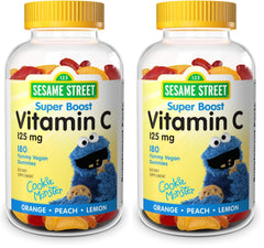 Webber Naturals Sesame Street Vitamin C Gummies for Kids 2+ with bright label for daily vitamin C.