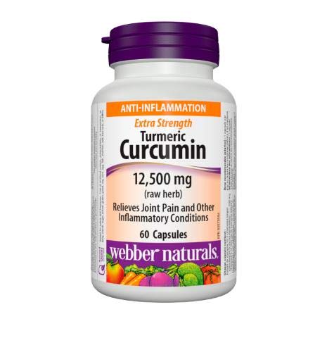 Webber Naturals Turmeric Curcumin 12,500 mg capsules for joint comfort and antioxidant support