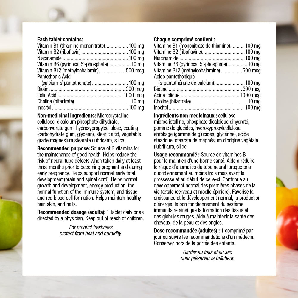Webber Naturals Vitamin B100 Complex Time Release tablets closeup for daily use.