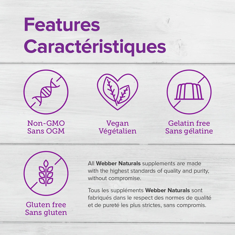Webber Naturals bottle label close-up highlighting 125 mg strength
